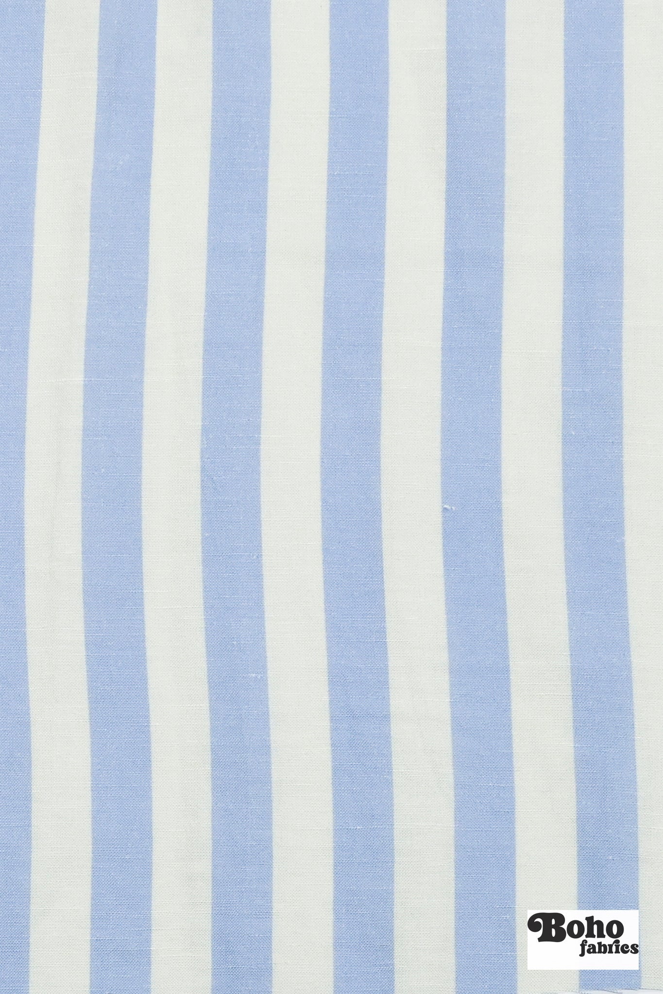 Ivory and Light Blue 3/4" Striped Linen Woven Fabric - Boho Fabrics - Woven, Fabric