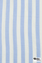 Ivory and Light Blue 3/4" Striped Linen Woven Fabric - Boho Fabrics - Woven, Fabric