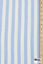Ivory and Light Blue 3/4" Striped Linen Woven Fabric - Boho Fabrics - Woven, Fabric