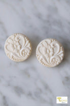 Ivory, Art Nouveau Florals, Shank Buttons. Available in 15mm, 18mm, 20mm, 25.5mm - Boho Fabrics
