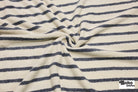 Ivory & Blue Striped Terry Cloth Knit Fabric - Boho Fabrics - French Terry Solid Knit