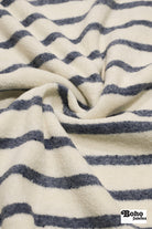 Ivory & Blue Striped Terry Cloth Knit Fabric - Boho Fabrics - French Terry Solid Knit