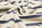 Ivory & Blue Striped Terry Cloth Knit Fabric - Boho Fabrics - French Terry Solid Knit