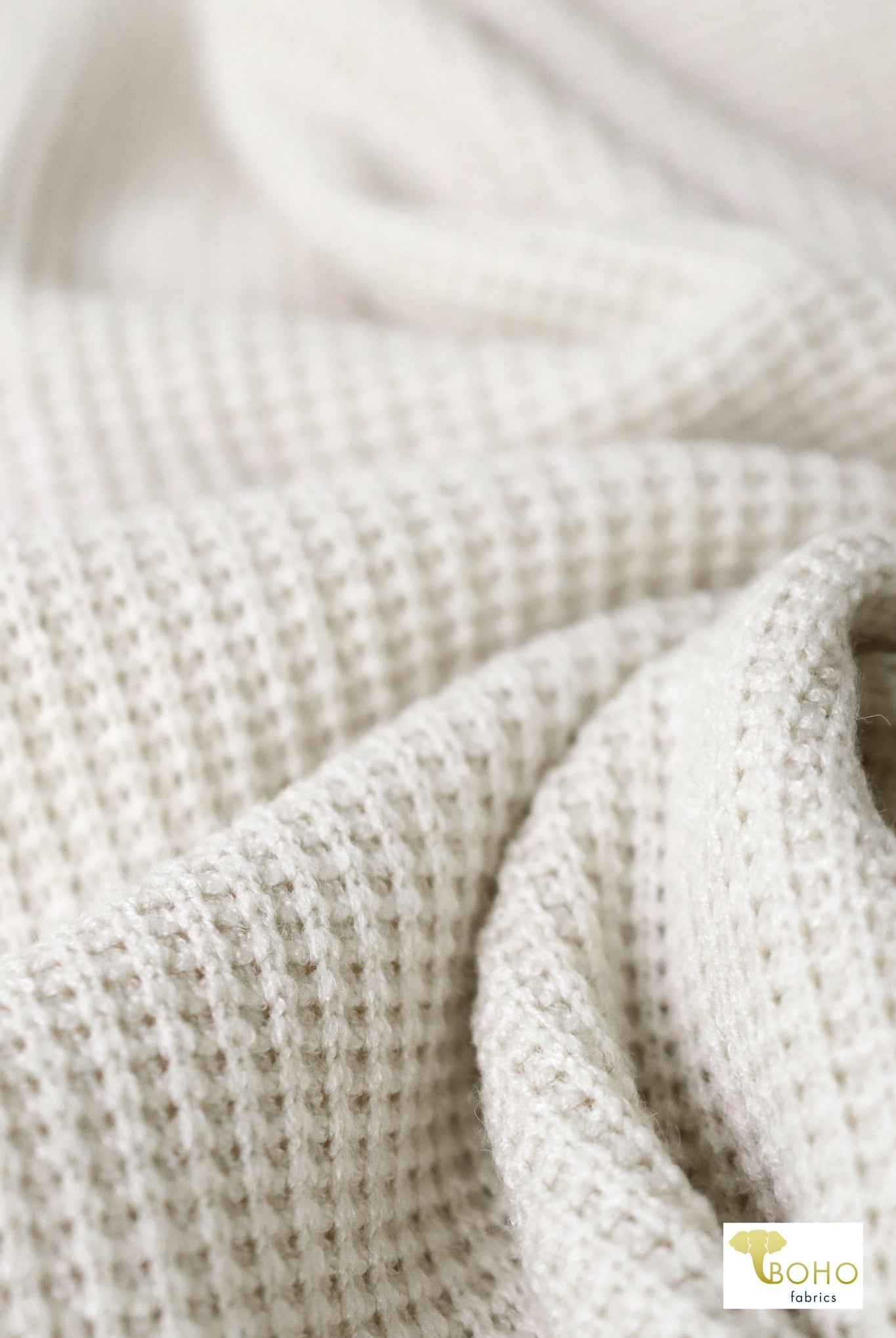 Ivory Cable Rib, Luxe Sweater Knit Fabric - Boho Fabrics