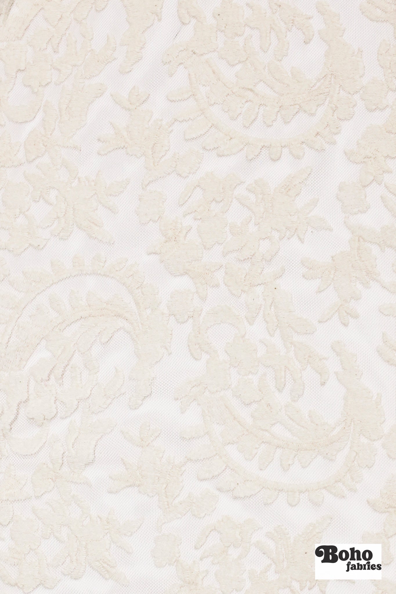 Ivory, Celestial Embroidered Mesh Fabric - Boho Fabrics - Special Occasion Fabric