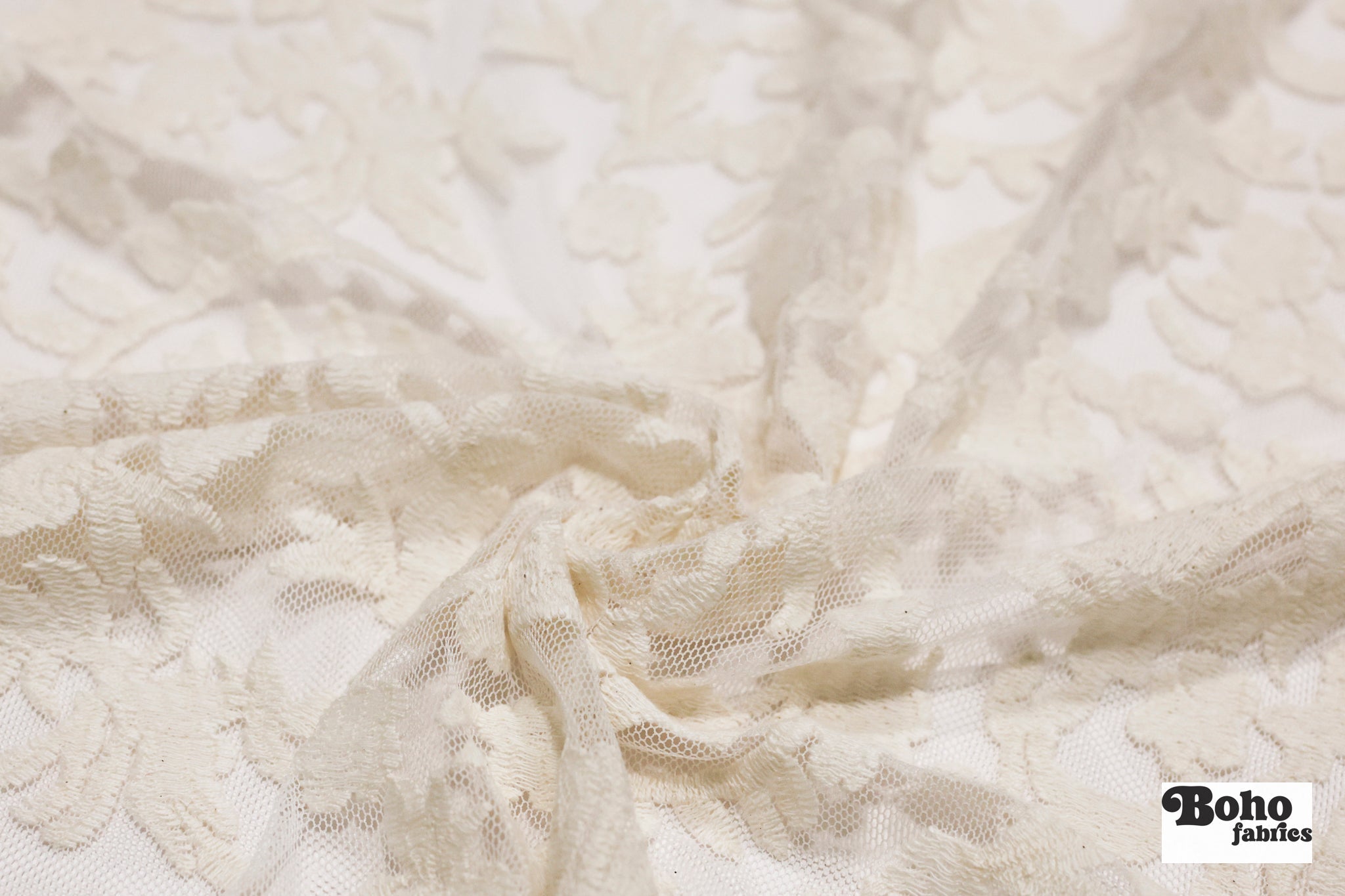Ivory, Celestial Embroidered Mesh Fabric - Boho Fabrics - Special Occasion Fabric