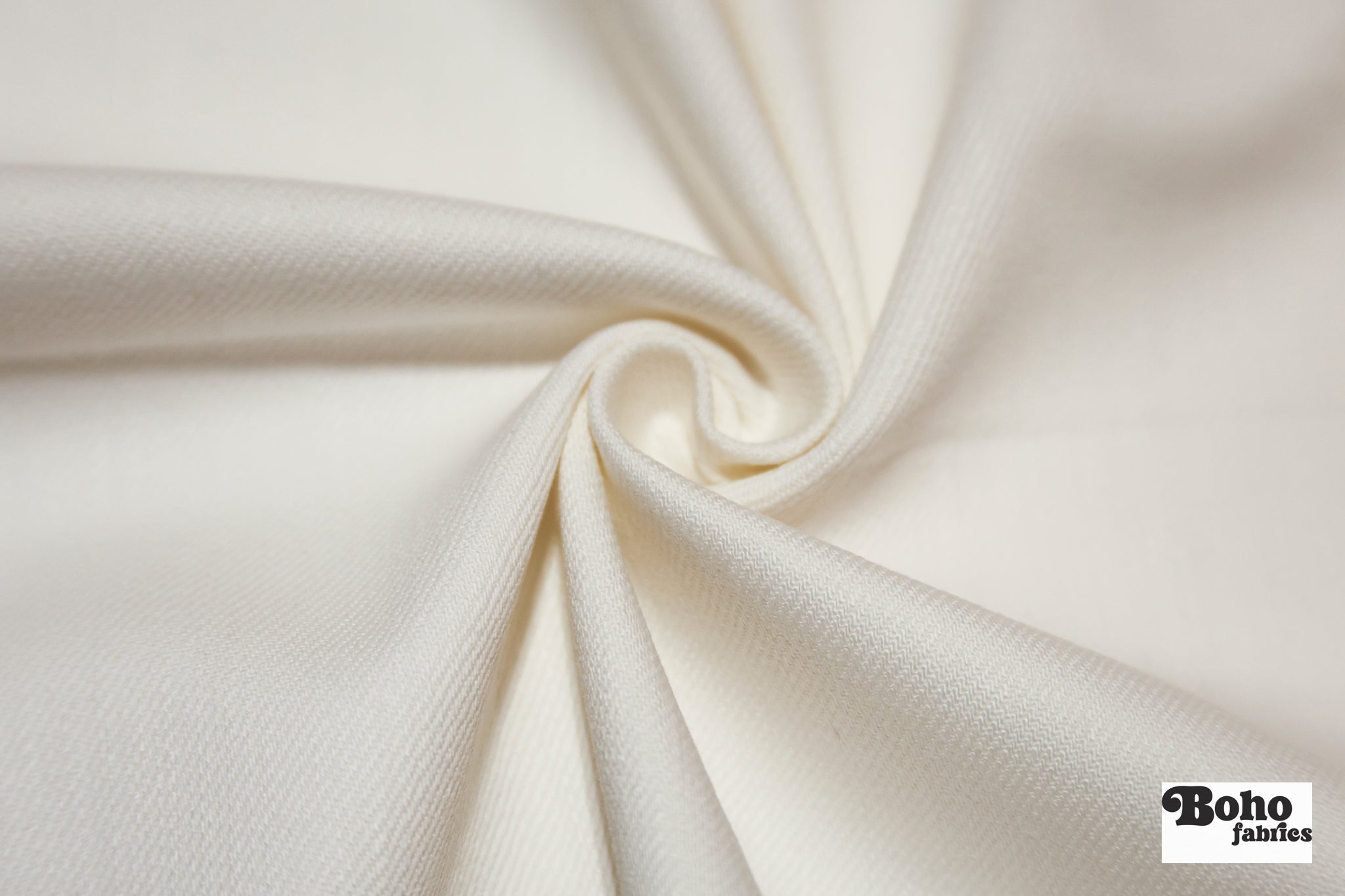 Ivory Cotton Twill Woven Fabric - Boho Fabrics - Twill, Woven