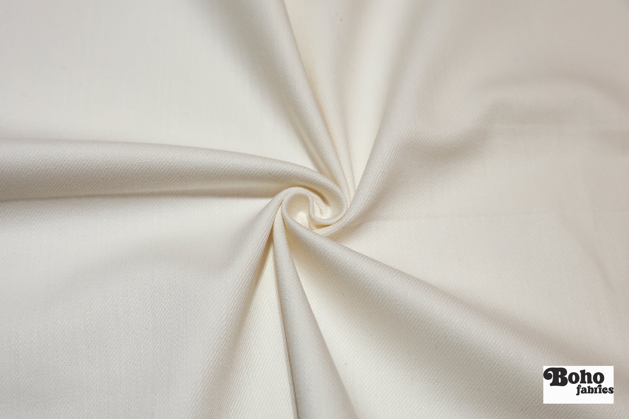 Ivory Cotton Twill Woven Fabric - Boho Fabrics - Twill, Woven