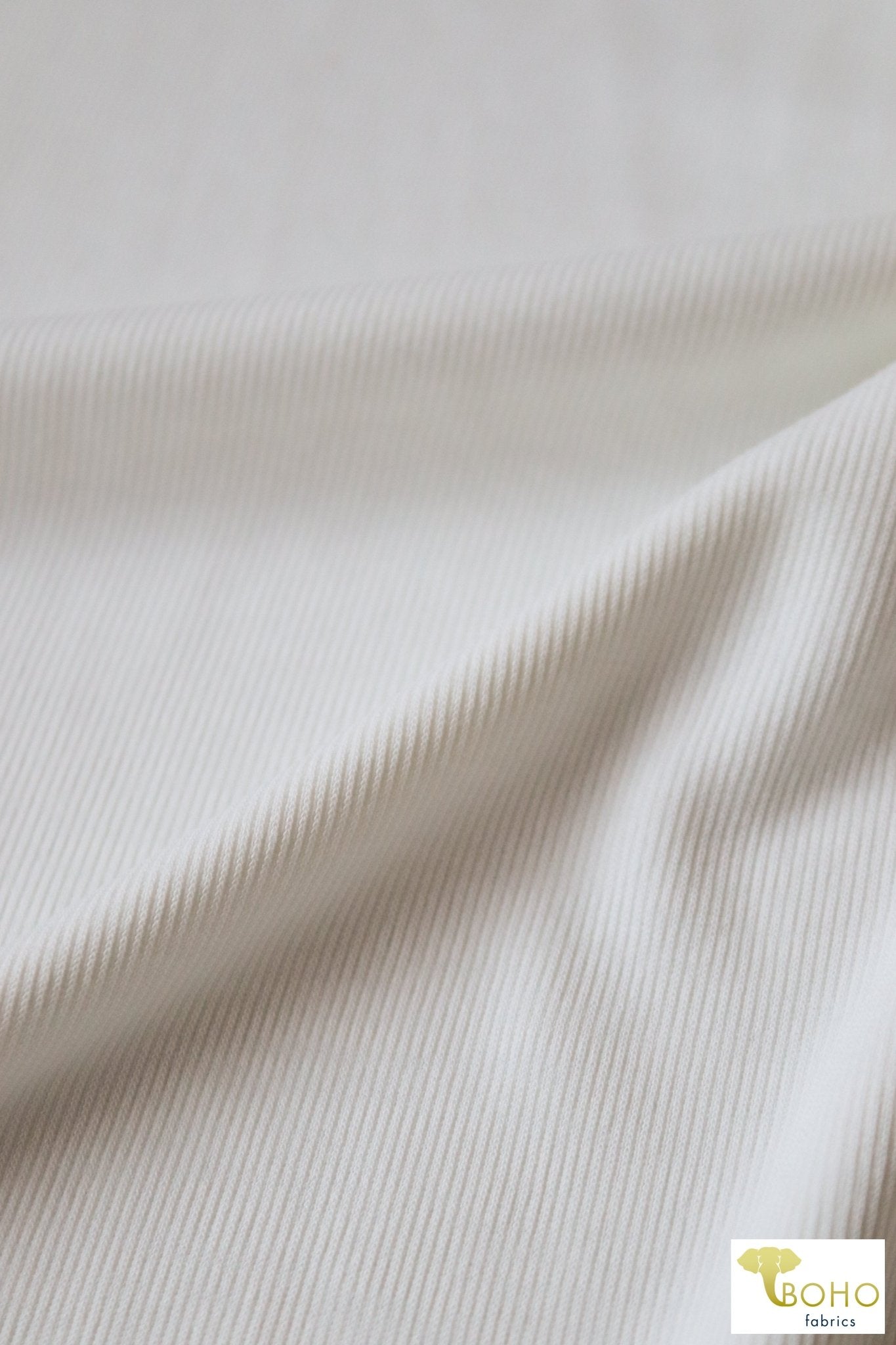 Ivory, Cupro Rib Knit. CUP.R-112-WHT - Boho Fabrics