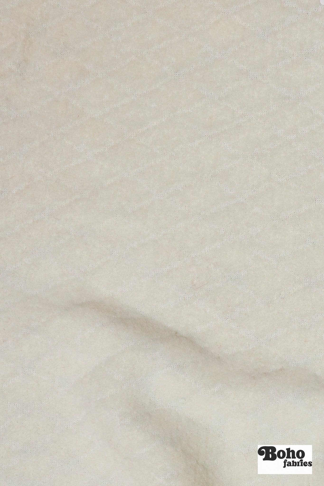 Ivory Diamonds, Embossed-Style Wool Knit Fabric - Boho Fabrics - Wool Knit