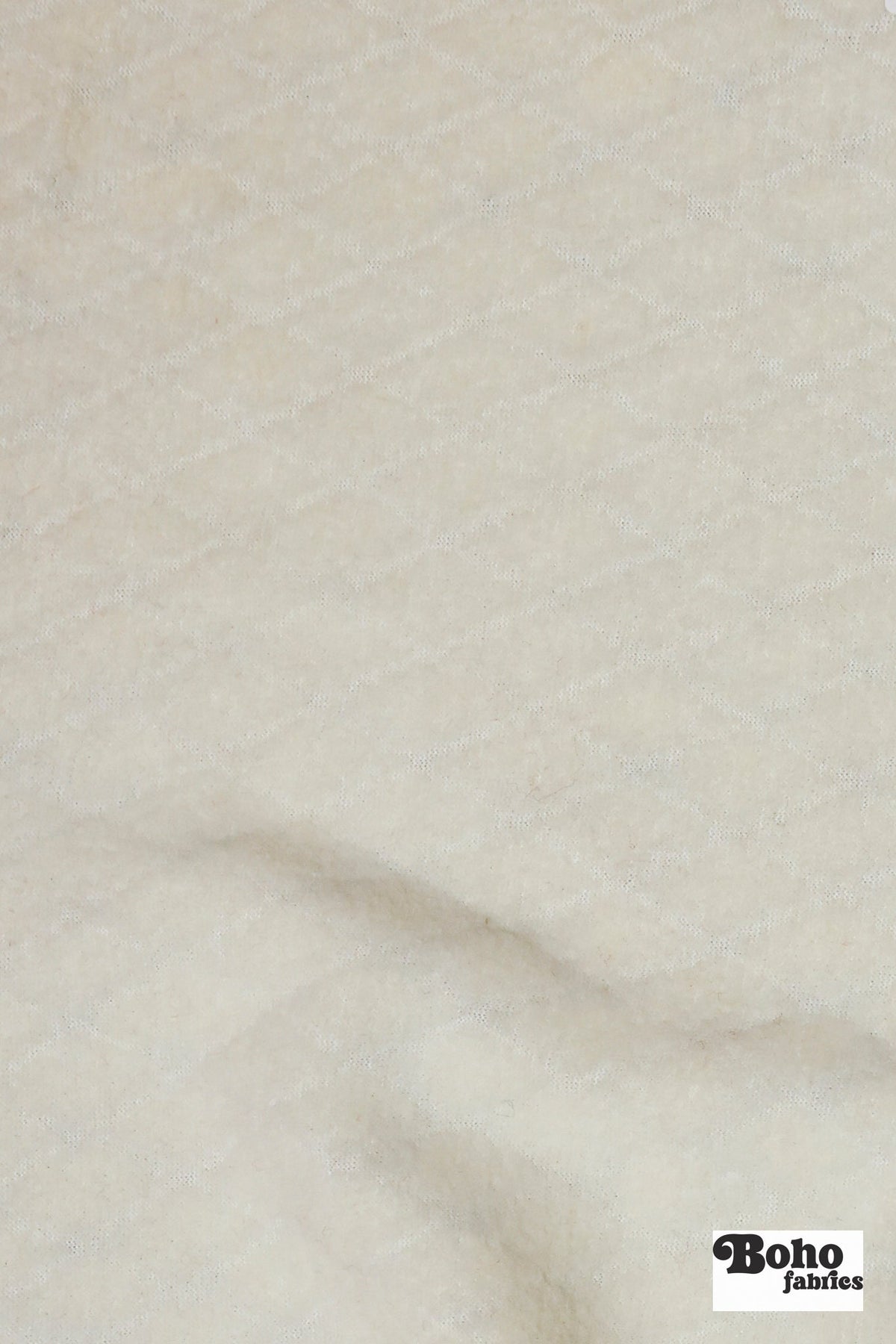 Ivory Diamonds, Embossed-Style Wool Knit Fabric - Boho Fabrics - Wool Knit