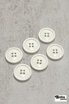 Ivory, Round 4 Hole Bevel Buttons. 34L (21mm/ 13/16") Sold per Package of 25 - Boho Fabrics - Buttons & Snaps