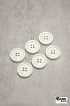 Ivory, Round 4 Hole Bevel Buttons. 34L (21mm/ 13/16") Sold per Package of 25 - Boho Fabrics - Buttons & Snaps