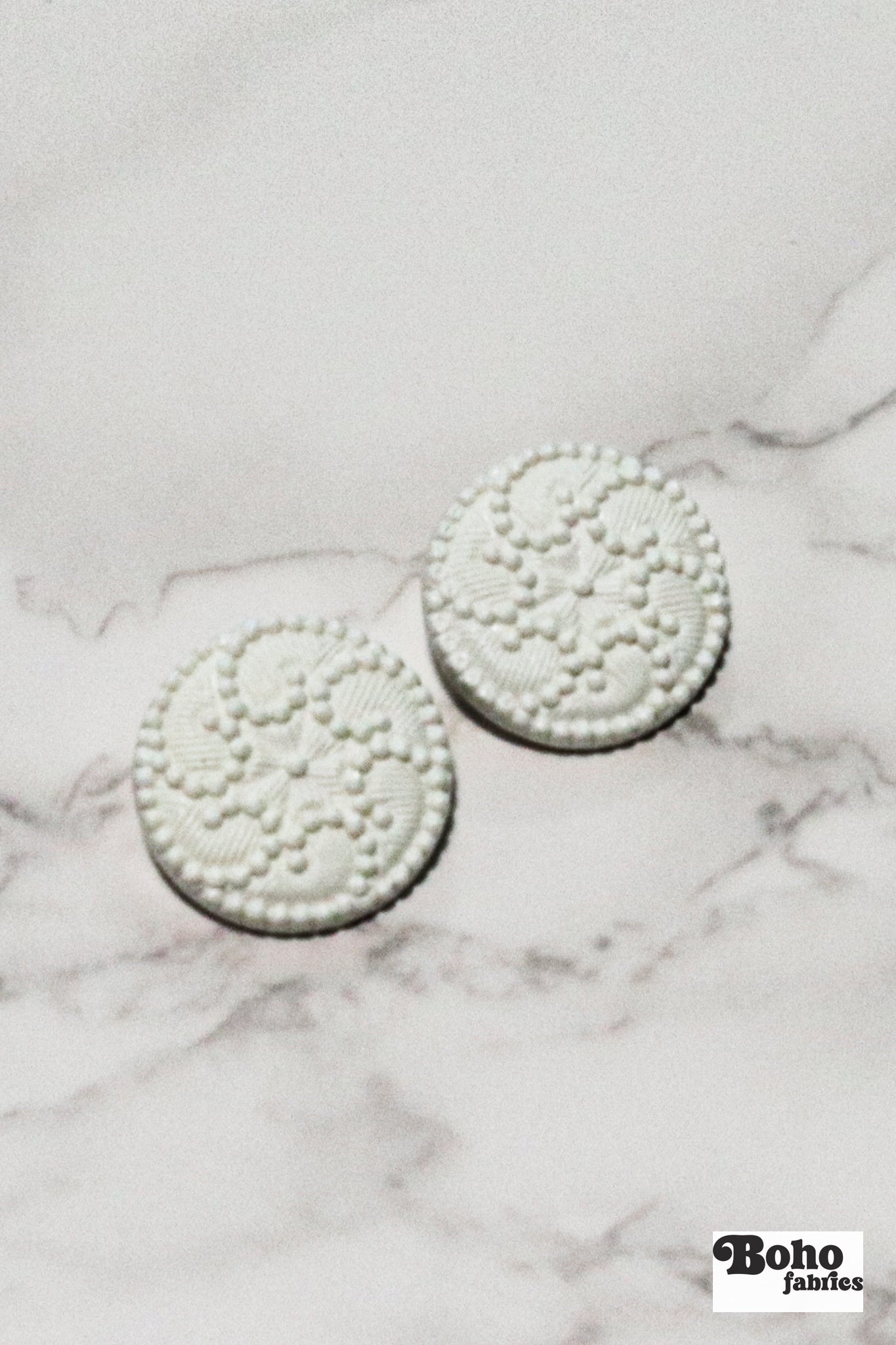 Ivory Victorian Revival Pinwheel Swirl Shank Buttons. Available in 15mm (24L), 18mm (28L), 20mm (32L), and 28mm (44L) - Boho Fabrics - Buttons & Snaps