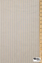 Ivory with Tan, Brown, & Blue Stripes Woven Fabric - Boho Fabrics - Woven Fabric