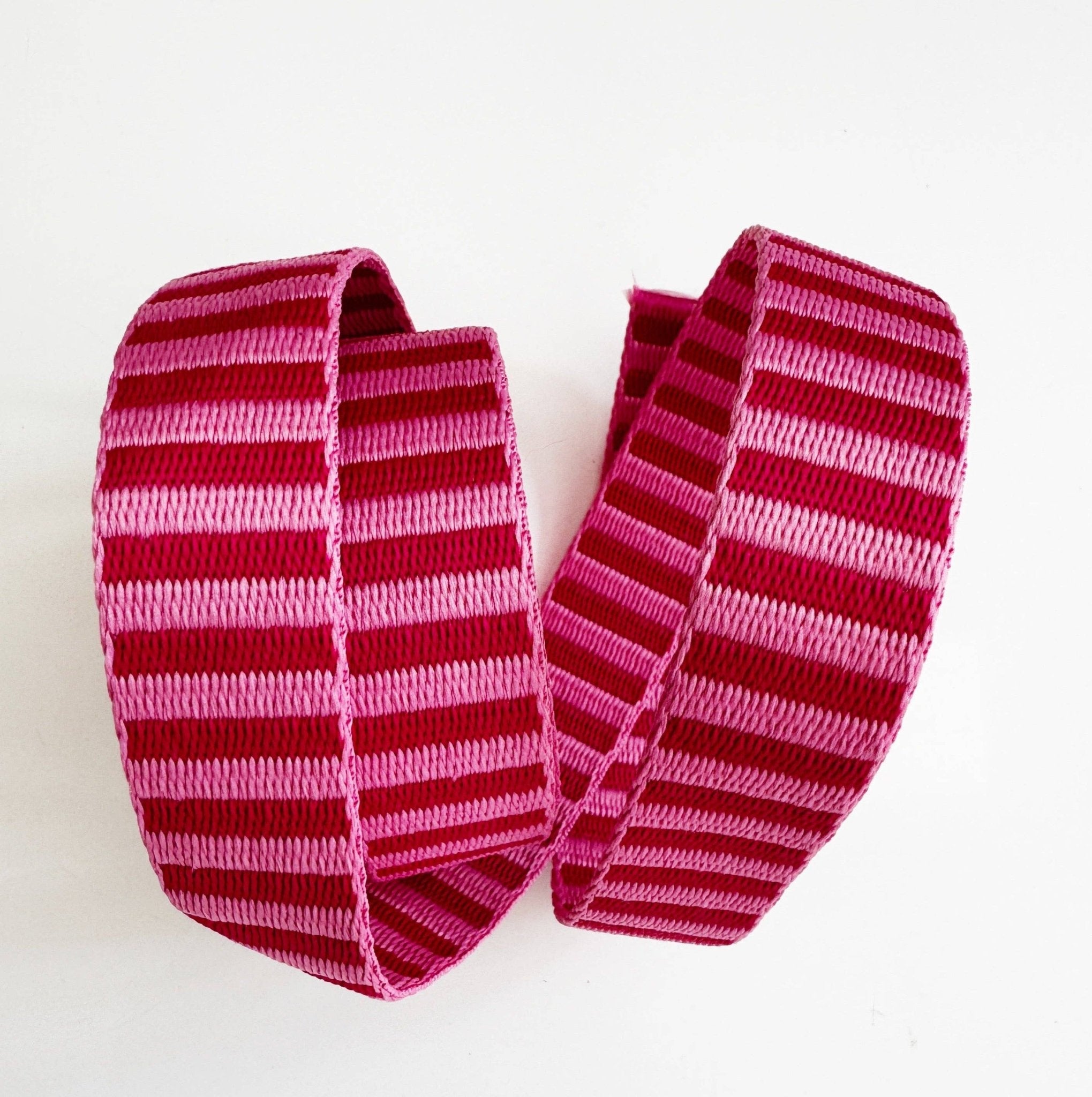Jacquard Woven Stripe Webbing –Pink 1" Wide, Sold Per Yard. - Boho Fabrics - Bag Making Supplies