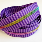 Jacquard Woven Zipper Tape 5 Nylon 3 Yards Iridescent Teeth - Boho Fabrics - Zippers