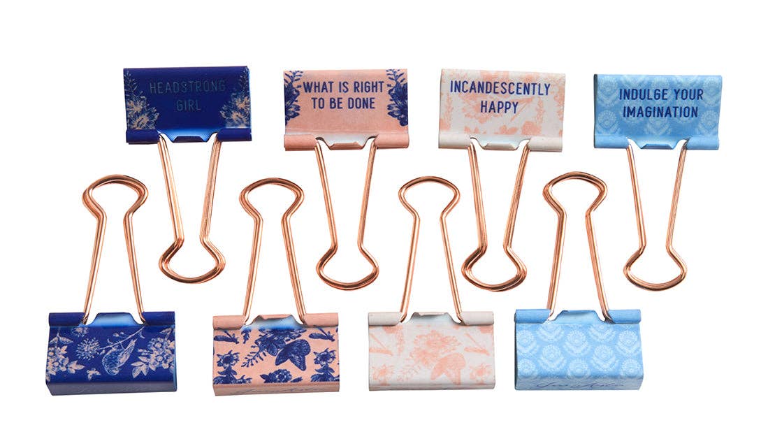 Jane Austen: Floral Patterns Binder Clips (Set of 8) - Boho Fabrics - 