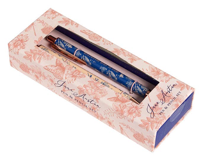 Jane Austen: Floral Pen and Pencil Set (Set of 2) - Boho Fabrics - 