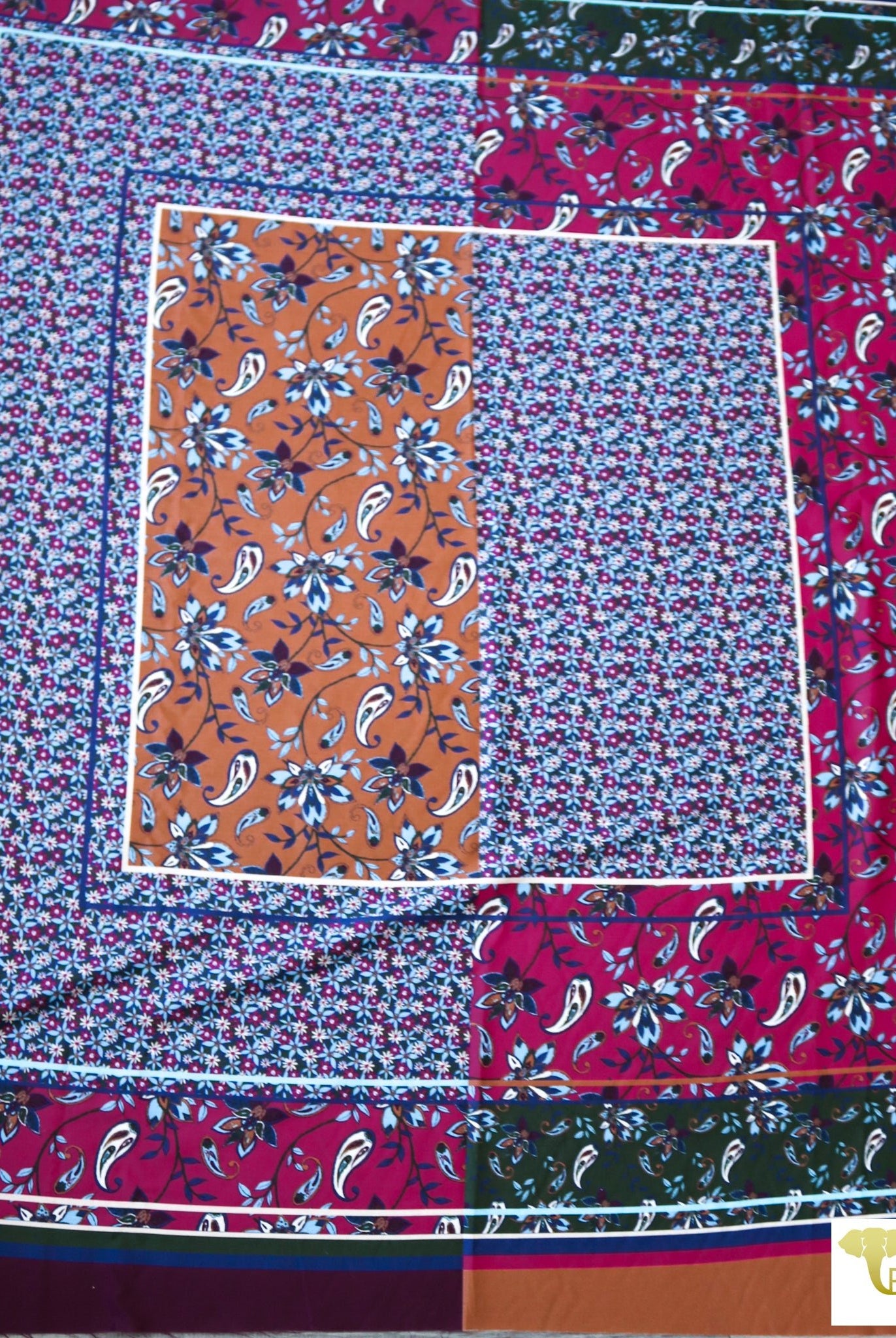 Jewel Palace Paisley. Cotton/Silk Panel Woven SILK-130-PANEL - Boho Fabrics