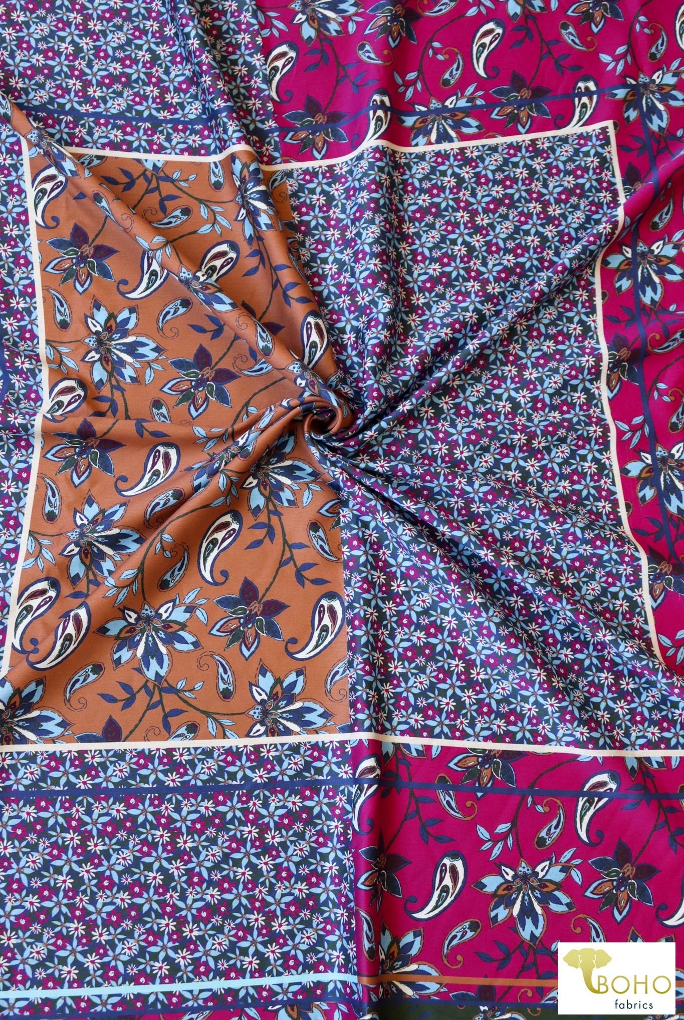 Jewel Palace Paisley. Cotton/Silk Panel Woven SILK-130-PANEL - Boho Fabrics