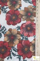 Joanie Retro Florals on Burnt Orange, French Terry Knit Print FTP-324-RED - Boho Fabrics