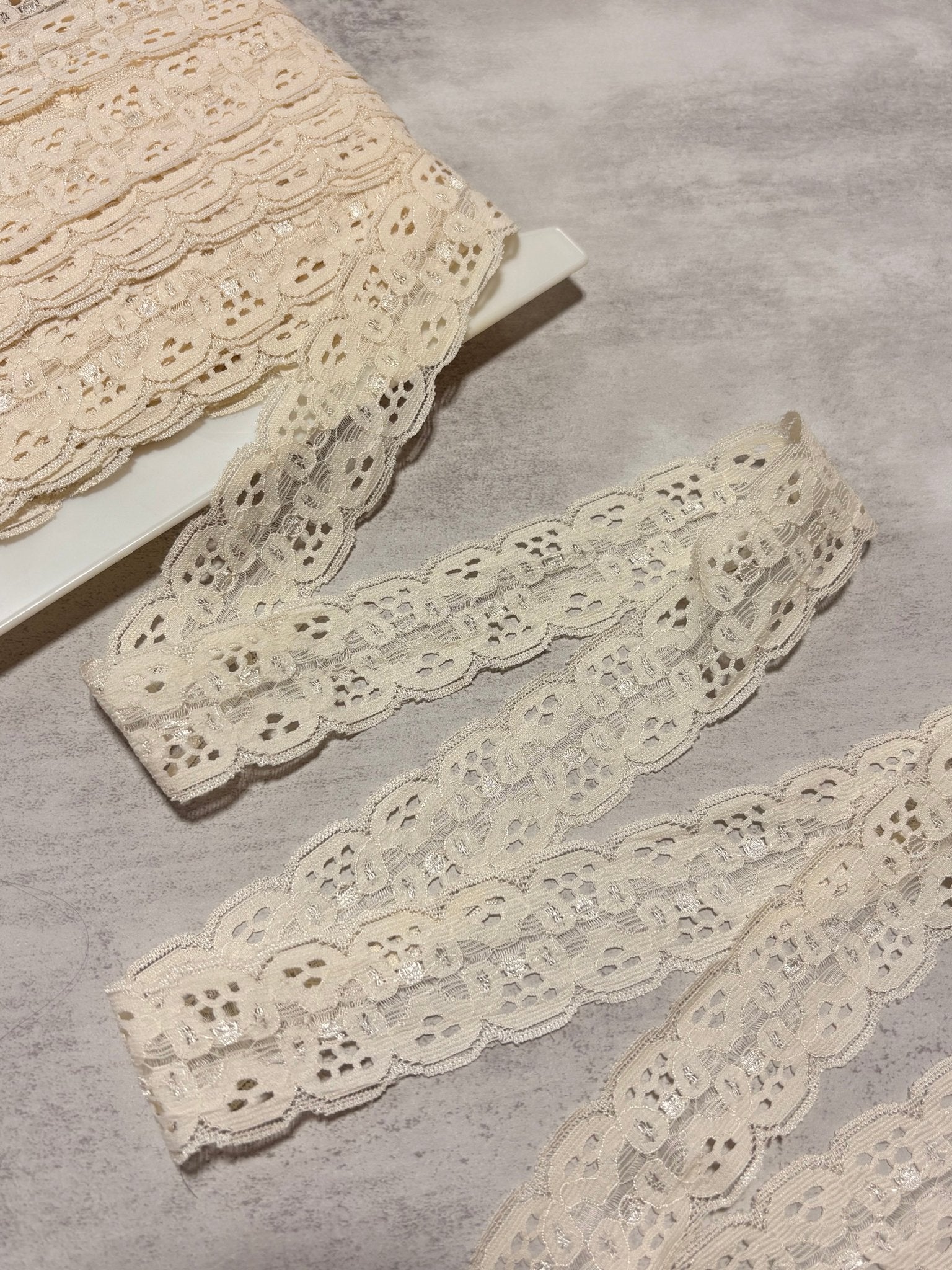 Jolie Light Beige Vintage Lace Trim, 1.5” Sold by the Yard (Trim - 104) - Boho Fabrics - Trims