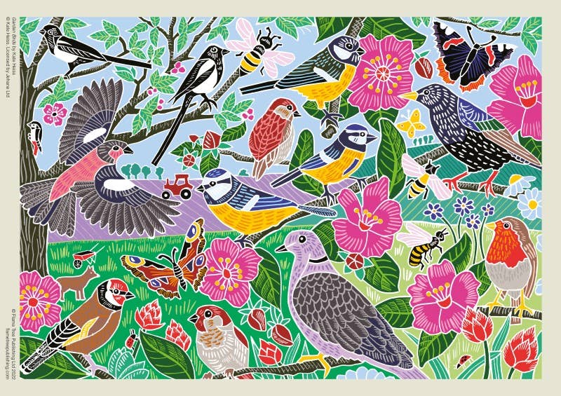 Kate Heiss: Garden Birds 1000 Piece Jigsaw Puzzle - Boho Fabrics - Puzzles