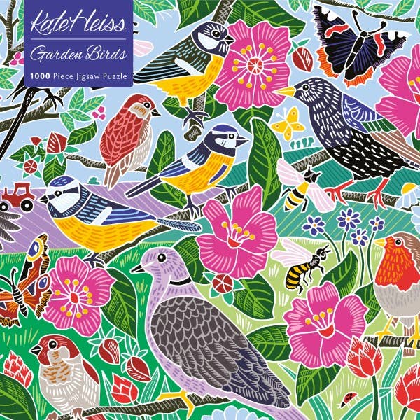 Kate Heiss: Garden Birds 1000 Piece Jigsaw Puzzle - Boho Fabrics - Puzzles