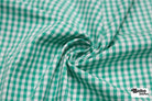 Kelly Green and White Gingham Cotton Woven Shirting Fabric - Boho Fabrics - Woven, Fabric