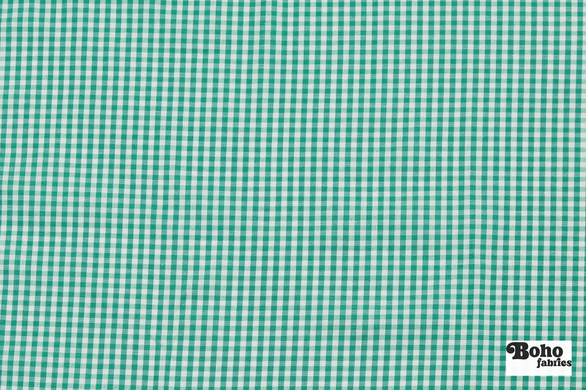 Kelly Green and White Gingham Cotton Woven Shirting Fabric - Boho Fabrics - Woven, Fabric
