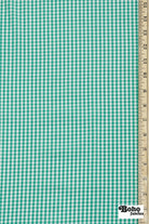 Kelly Green and White Gingham Cotton Woven Shirting Fabric - Boho Fabrics - Woven, Fabric