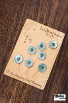Lady Washington Vintage Mother of Pearl Button Card — 12.5mm Aqua Blue Buttons, Flower Bouquet Card, 1920's-1930's - Boho Fabrics - Buttons & Snaps