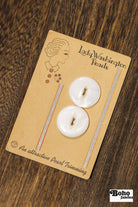 Lady Washington Vintage Mother of Pearl Button Card — 24mm Large White Buttons, Set of 2, Flower Stem Card, 1920s–30s - Boho Fabrics - Buttons & Snaps