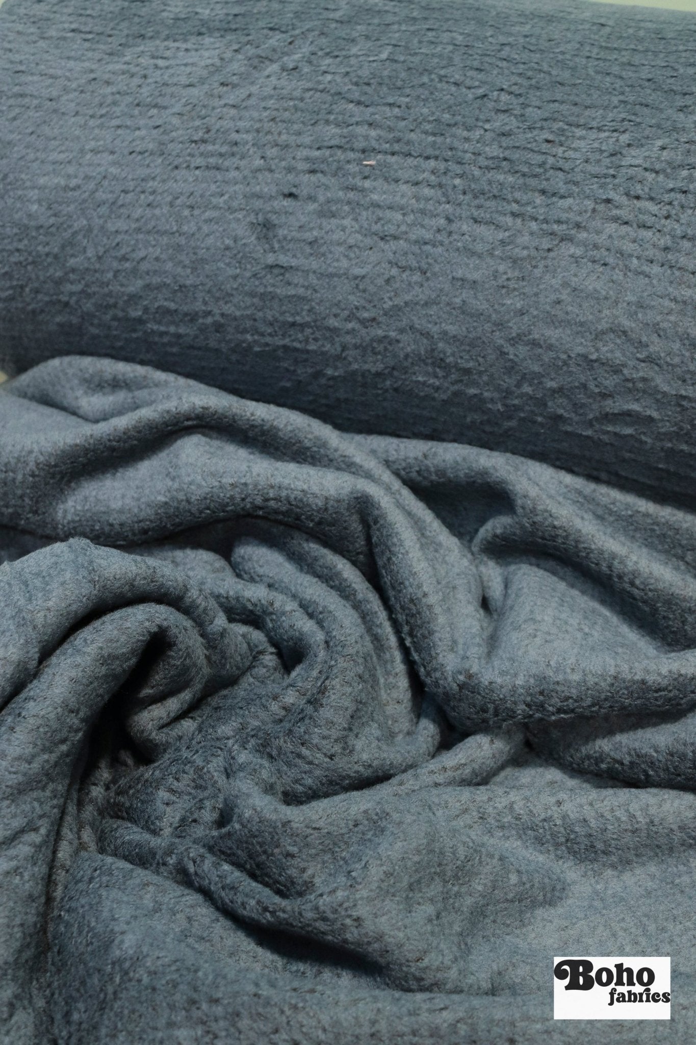 Lake Blue, Structured High Loft Double - Velour Fleece Fabric by Polartec 2nds - Boho Fabrics - Performance Fabrics