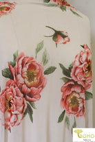 Large Scale Pink Florals on White. Stretch Mesh. SM-109. - Boho Fabrics