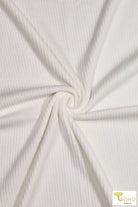 Last Cuts! Alyssum White, Ribbed Knit. RIB-147 - Boho Fabrics
