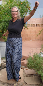 Last Cuts! Black Polka Dots on Indigo, Cotton Chambray Woven - Boho Fabrics - Chambray, Woven