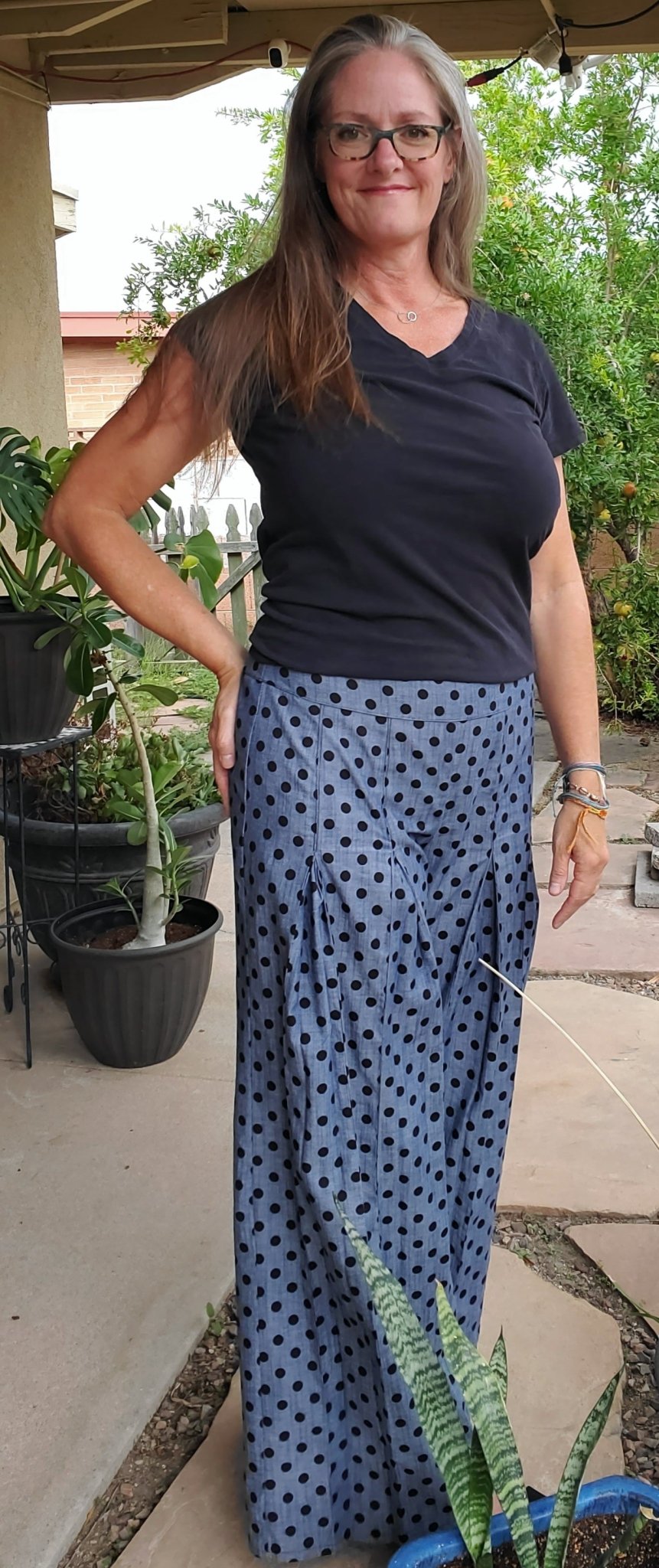 Last Cuts! Black Polka Dots on Indigo, Cotton Chambray Woven - Boho Fabrics - Chambray, Woven