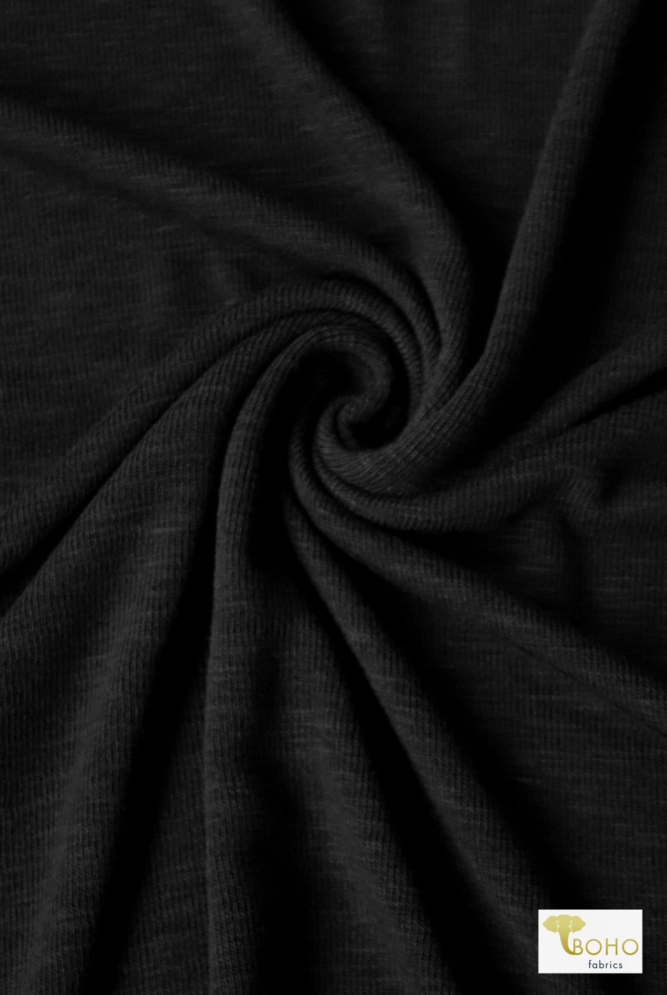 Last Cuts! Black Slub, Sweater Knit - Boho Fabrics