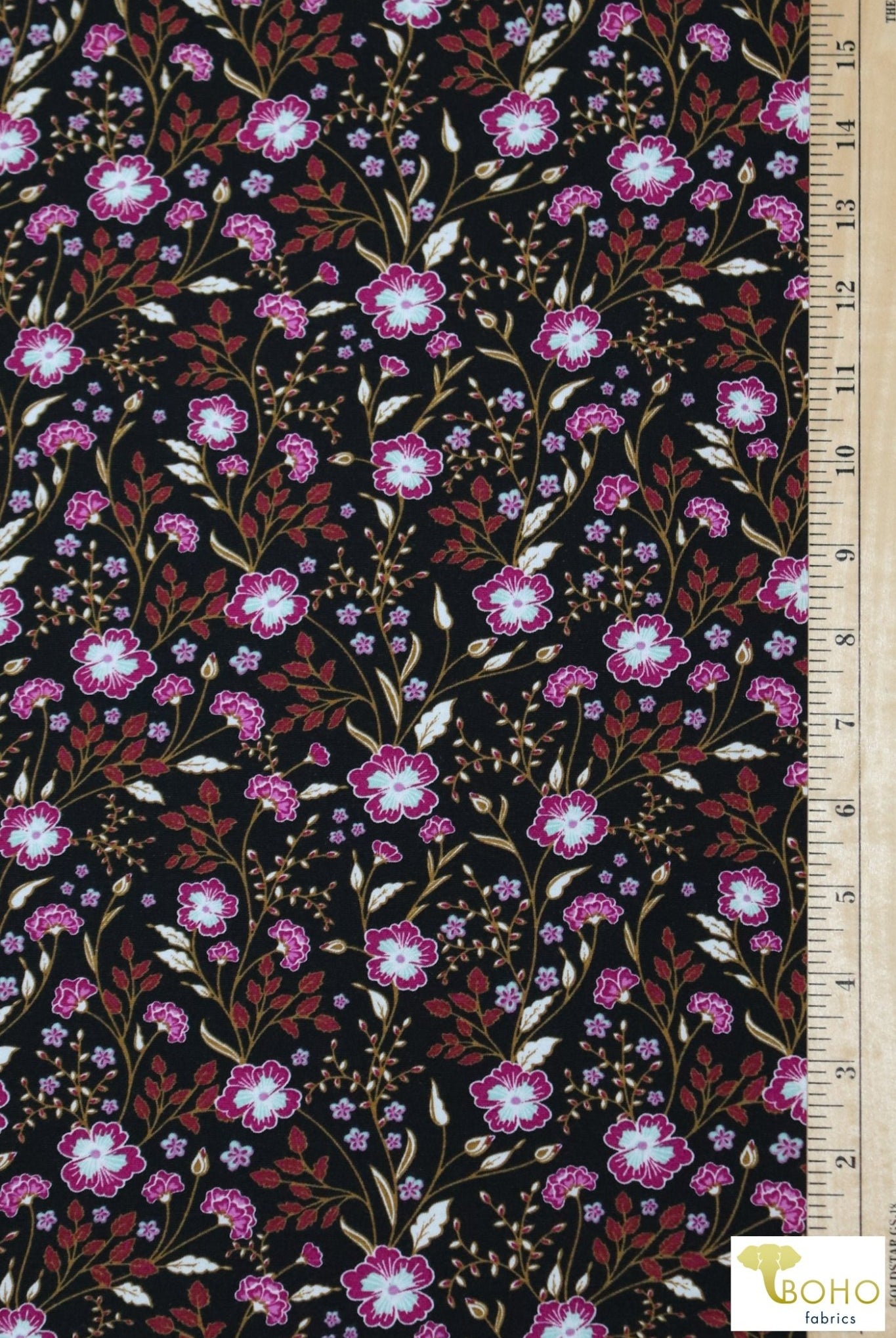Last Cuts! Bora Bora Florals, Rayon Spandex Print. JER-P-105 - Boho Fabrics