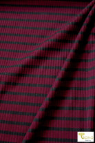 Last Cuts! Burgundy Black Stripes. RIB-148 - Boho Fabrics