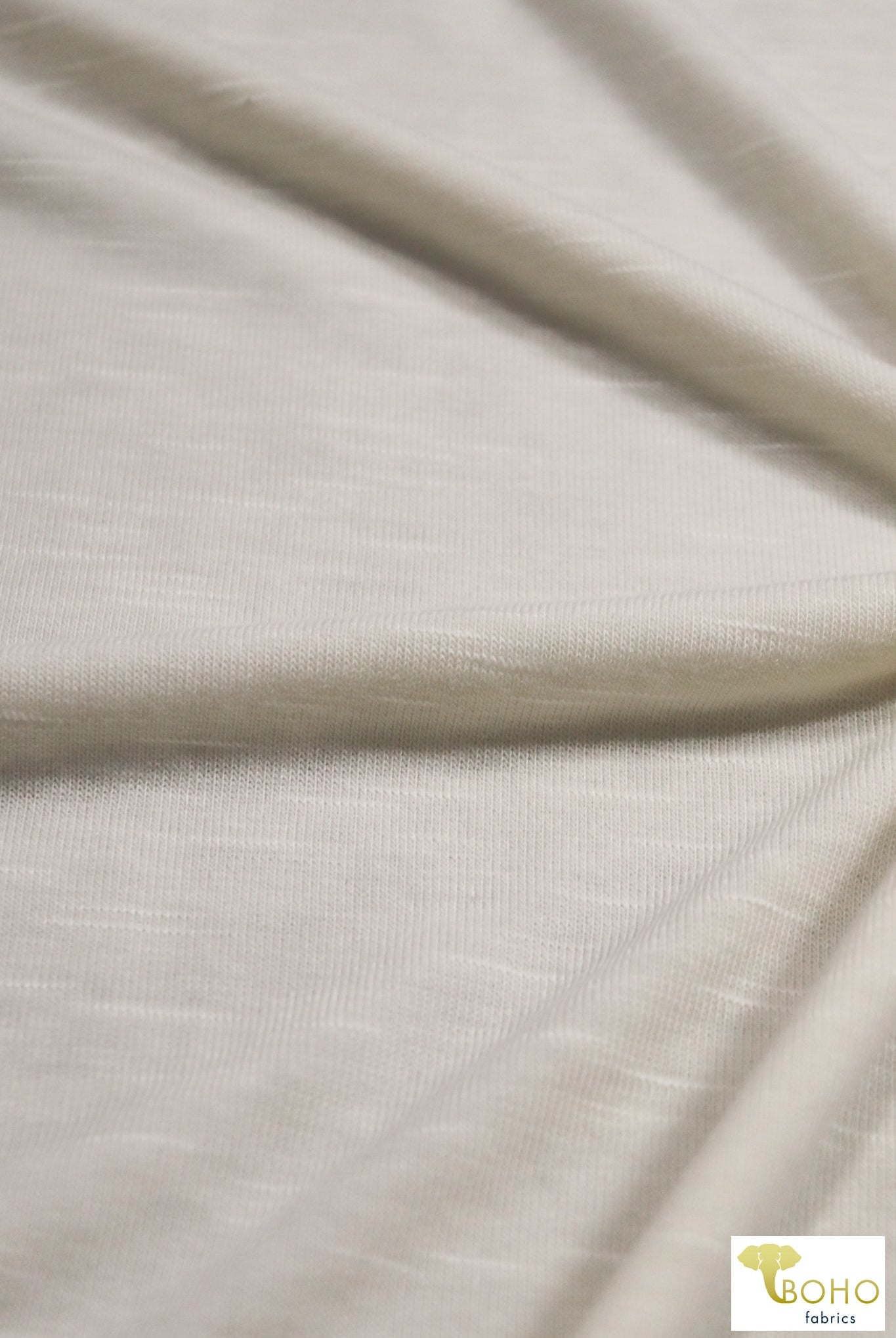 Last Cuts! Cannoli Cream, Ivory Slub Jersey Knit - Boho Fabrics