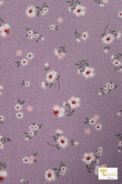 Last Cuts! Cosmos on Lilac Purple, ITY Crepe Knit Fabric - Boho Fabrics