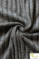 Last Cuts! Dark Gray Smoke 3/8" Ribbed Knit. RIB-006 - Boho Fabrics