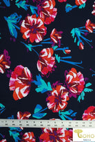 Last Cuts! DBP: Twilight Watercolor Flowers on Navy. Double Brushed Poly Knit Fabric. BP-115-NVY - Boho Fabrics