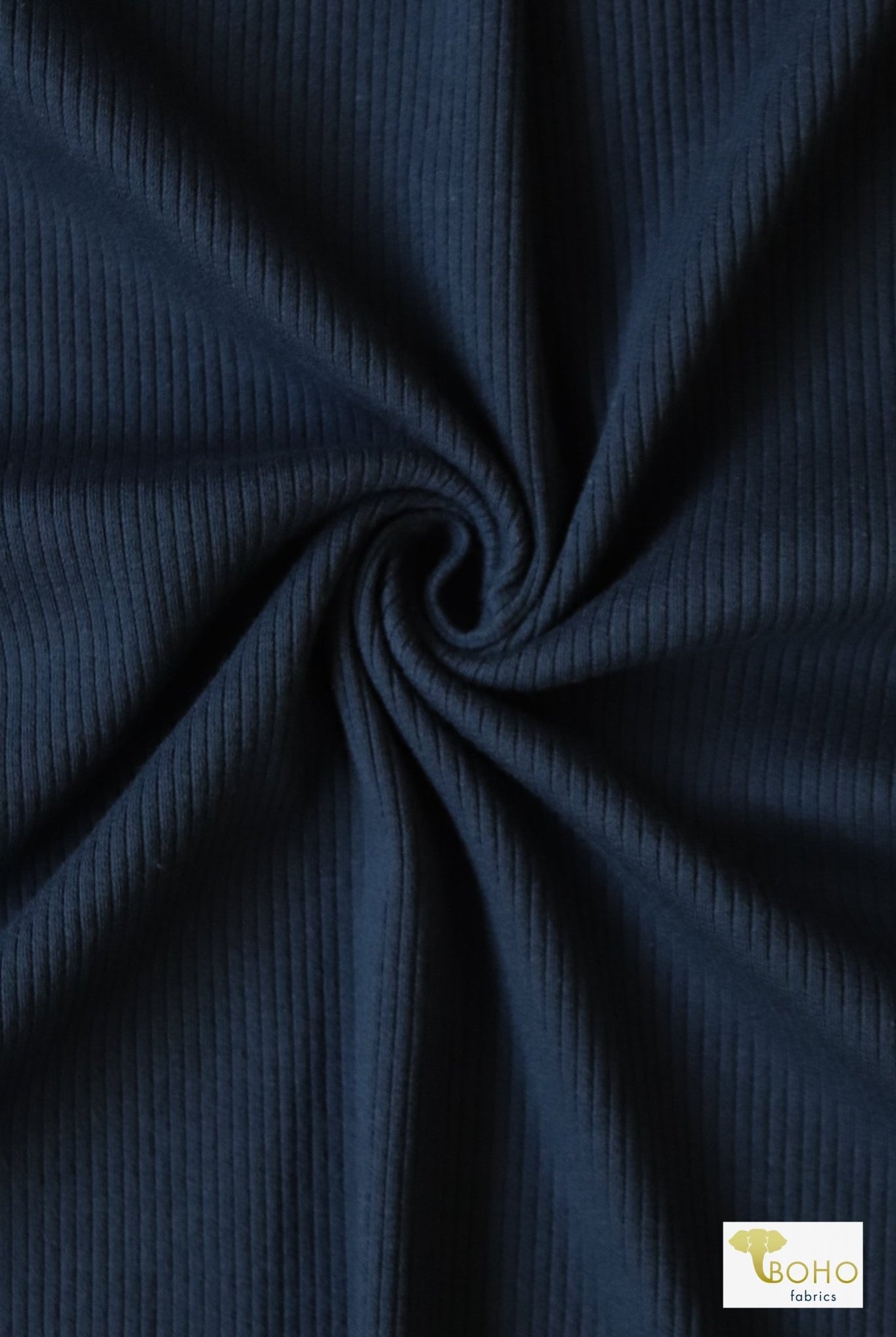 Last Cuts! Deep Ocean Blue, Rib Knit - Boho Fabrics