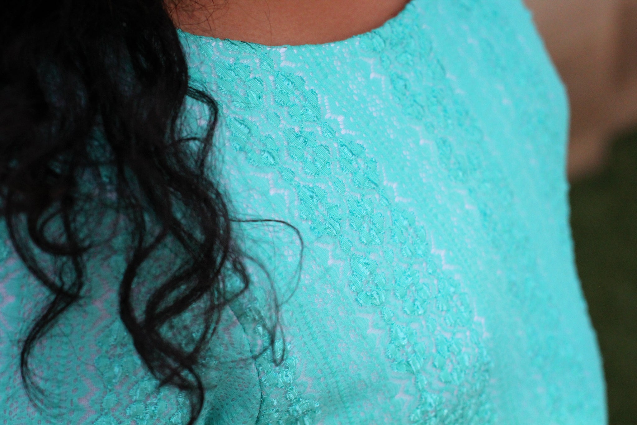 Last Cuts! Flower Kiss Crochet Stripes in Jeweled Aqua. Stretch Lace Knit. SL-106-AQA - Boho Fabrics - Stretch Lace Fabric