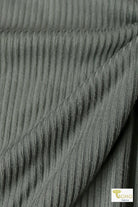 Last Cuts! Granite Green, Yummy 4x2 Rib Knit - Boho Fabrics - Rib Solid, Knit Fabric