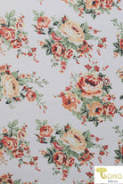 Last Cuts! Harvest Florals on Ivory. French Terry Knit Print. FT-112-WHT - Boho Fabrics - French Terry Prints, Knit Fabric